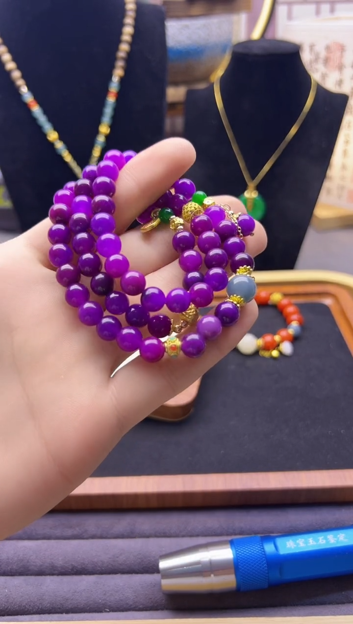 14K金镶嵌苏纪石（舒俱来）颈饰S512