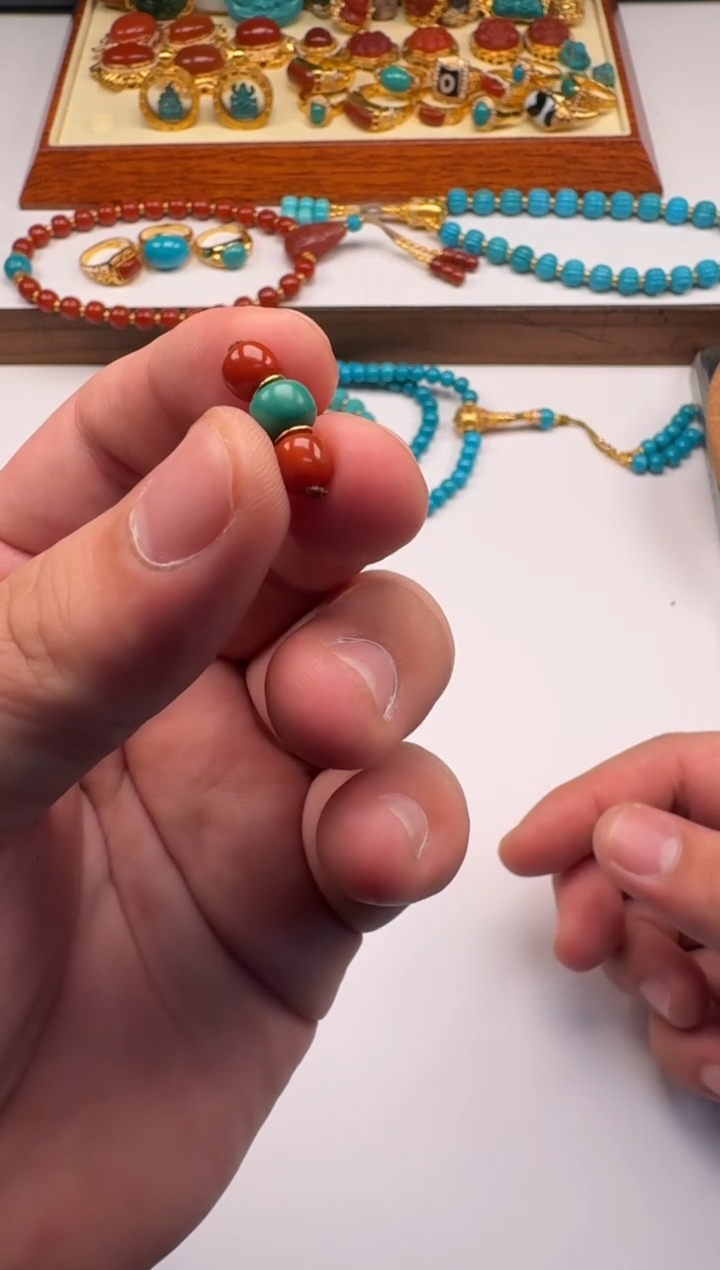 18K金镶嵌绿松石挂件微***～配饰配饰