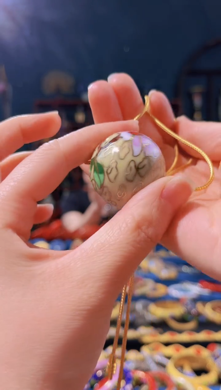 【闪购商品】非遗景泰蓝3.0大珠子+蛇骨链 米黄色