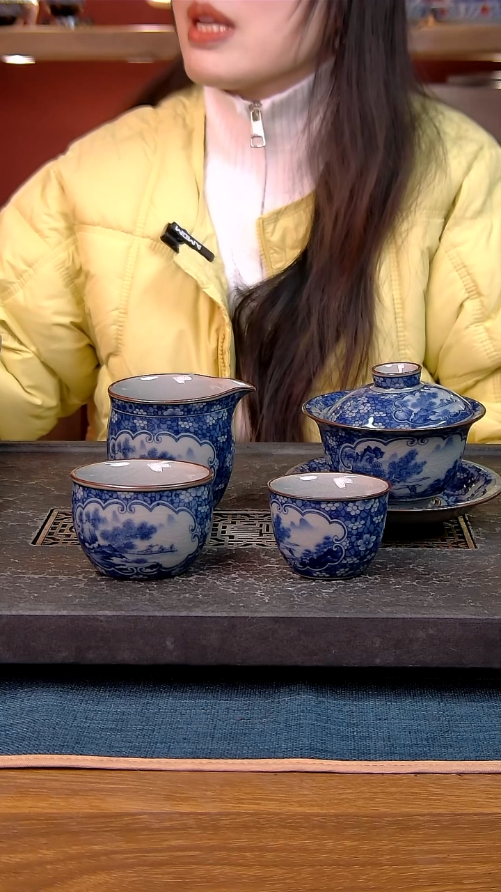 简装家用款4件套 老陶泥开片纹陶瓷茶具