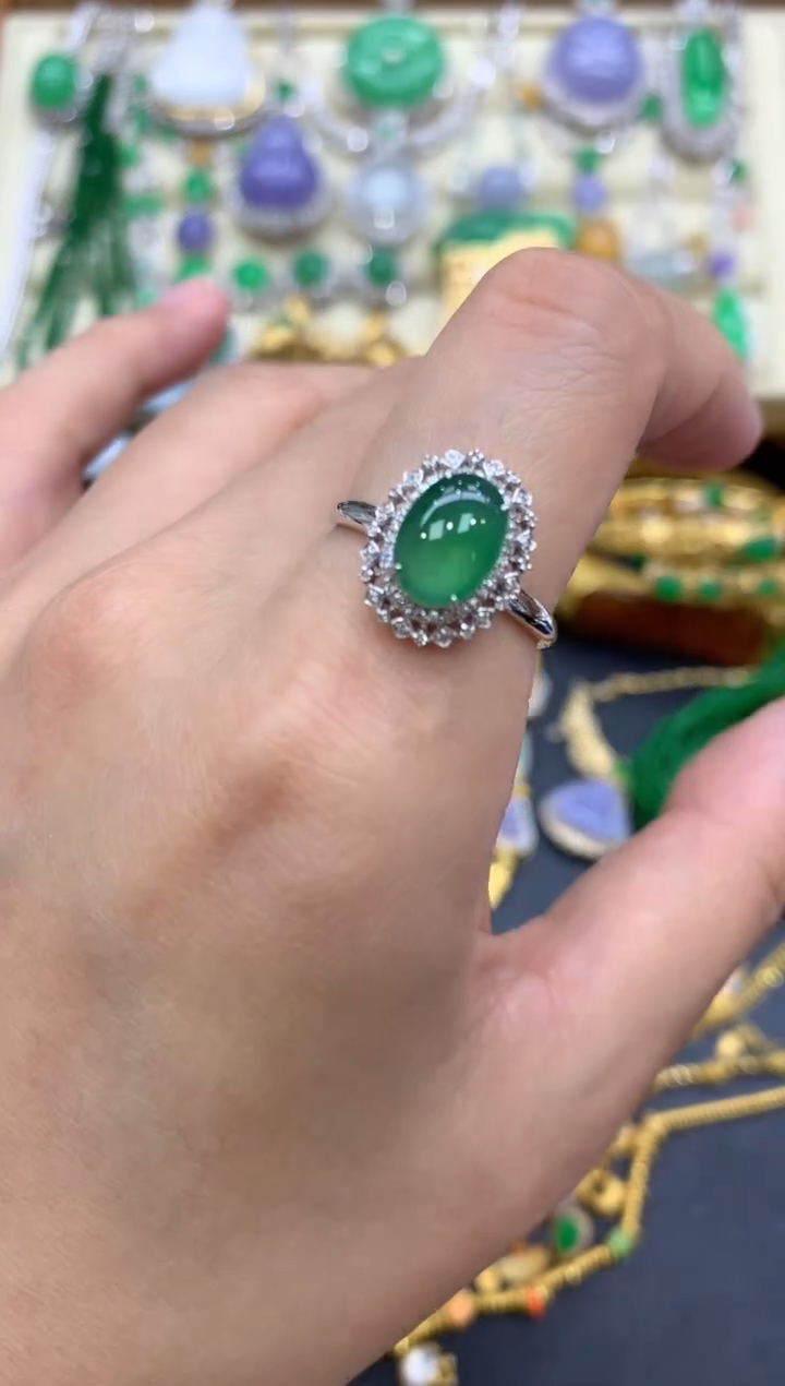 翡翠戒指18K金镶嵌505-中国好珍宝