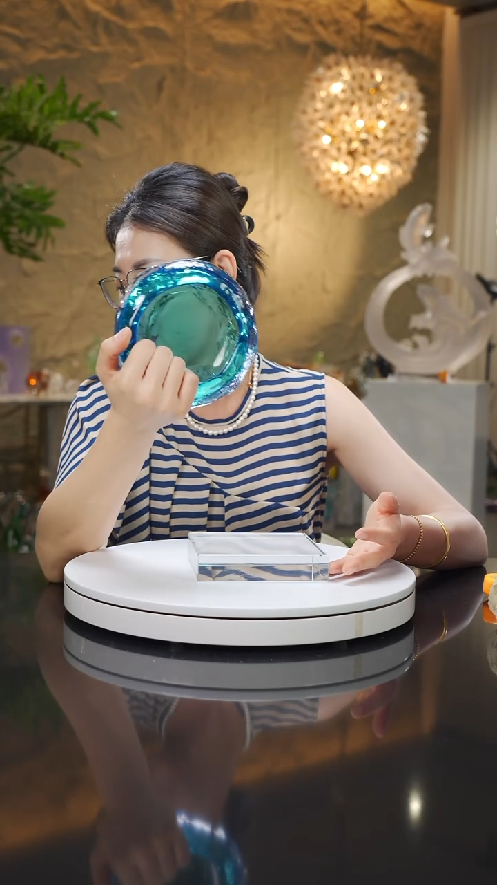 瓷片福利蓝色水波纹果碗