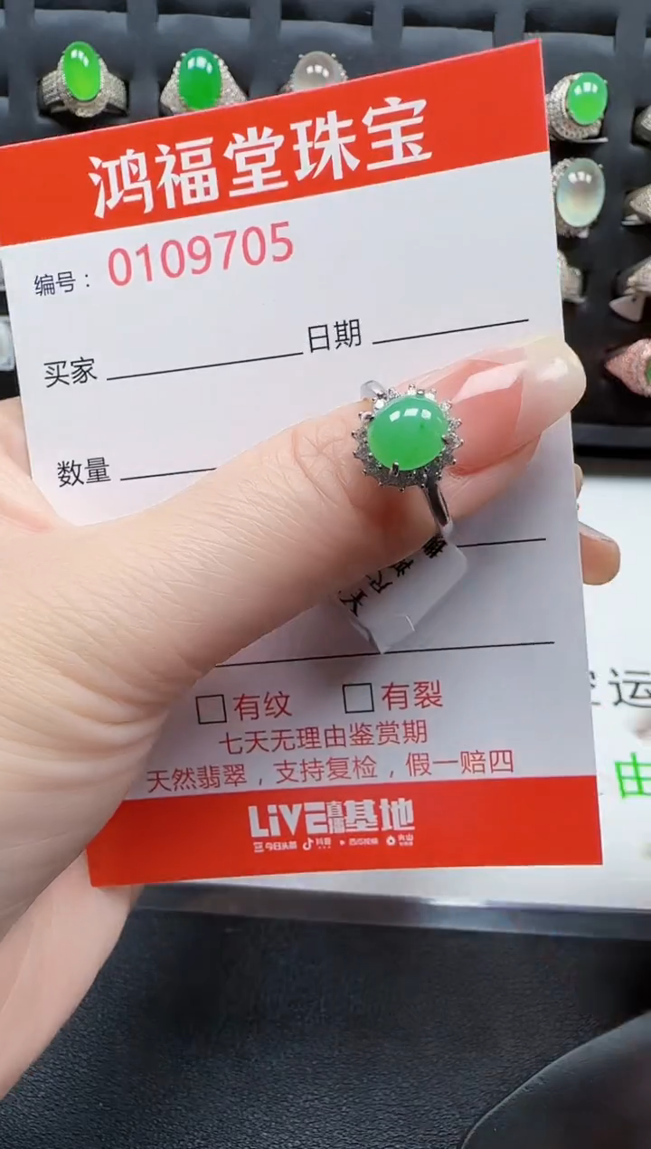 【闪购商品】翡翠戒指银S925镶嵌9705