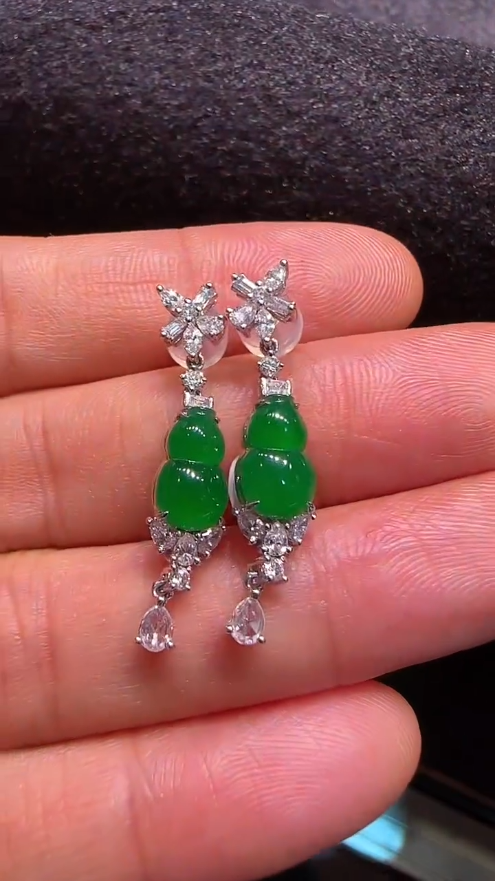 【闪购商品】翡翠耳饰18K金镶嵌耳坠