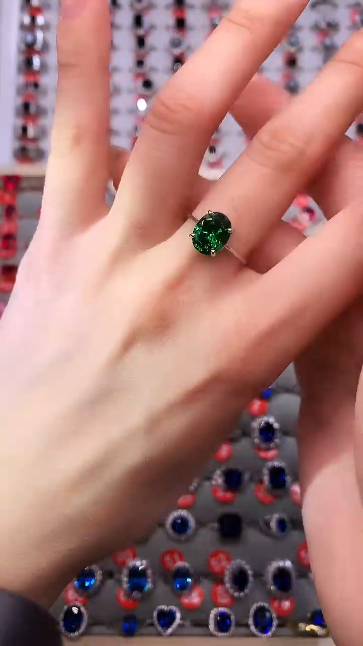 【闪购商品】透辉石戒指银S925镶嵌111111