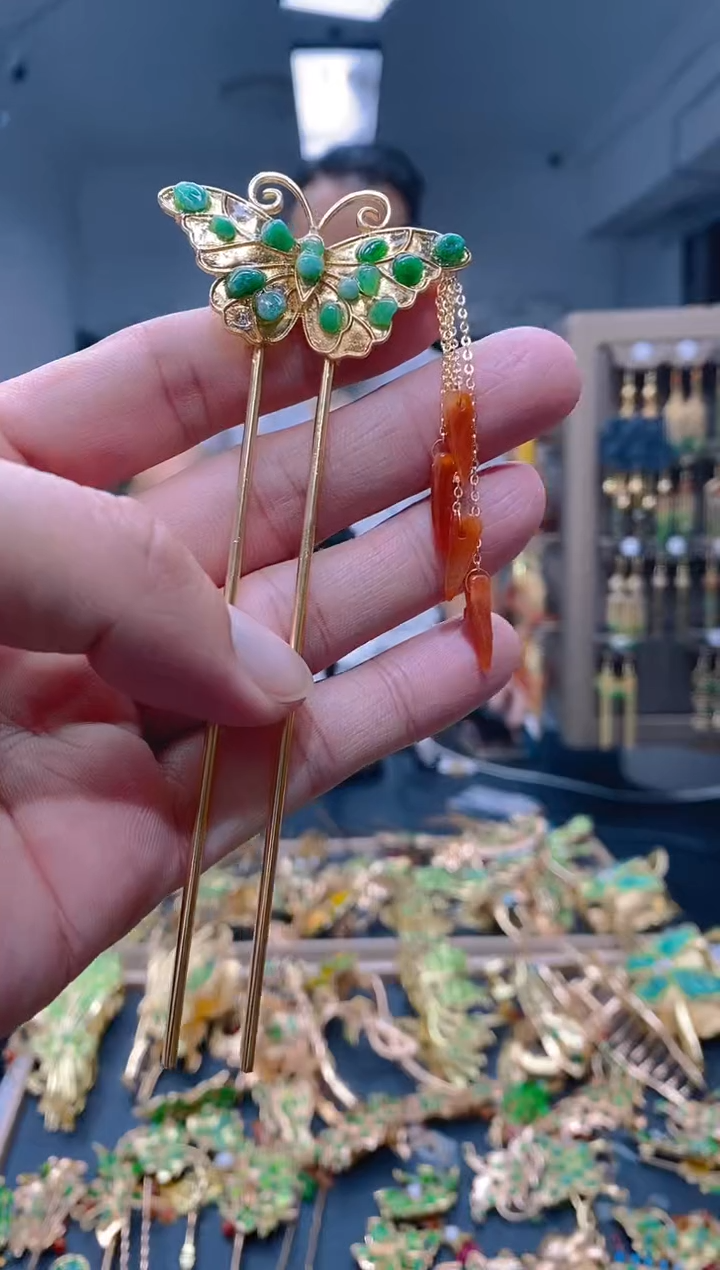 【闪购商品】翡翠耳饰合金115翡翠发簪