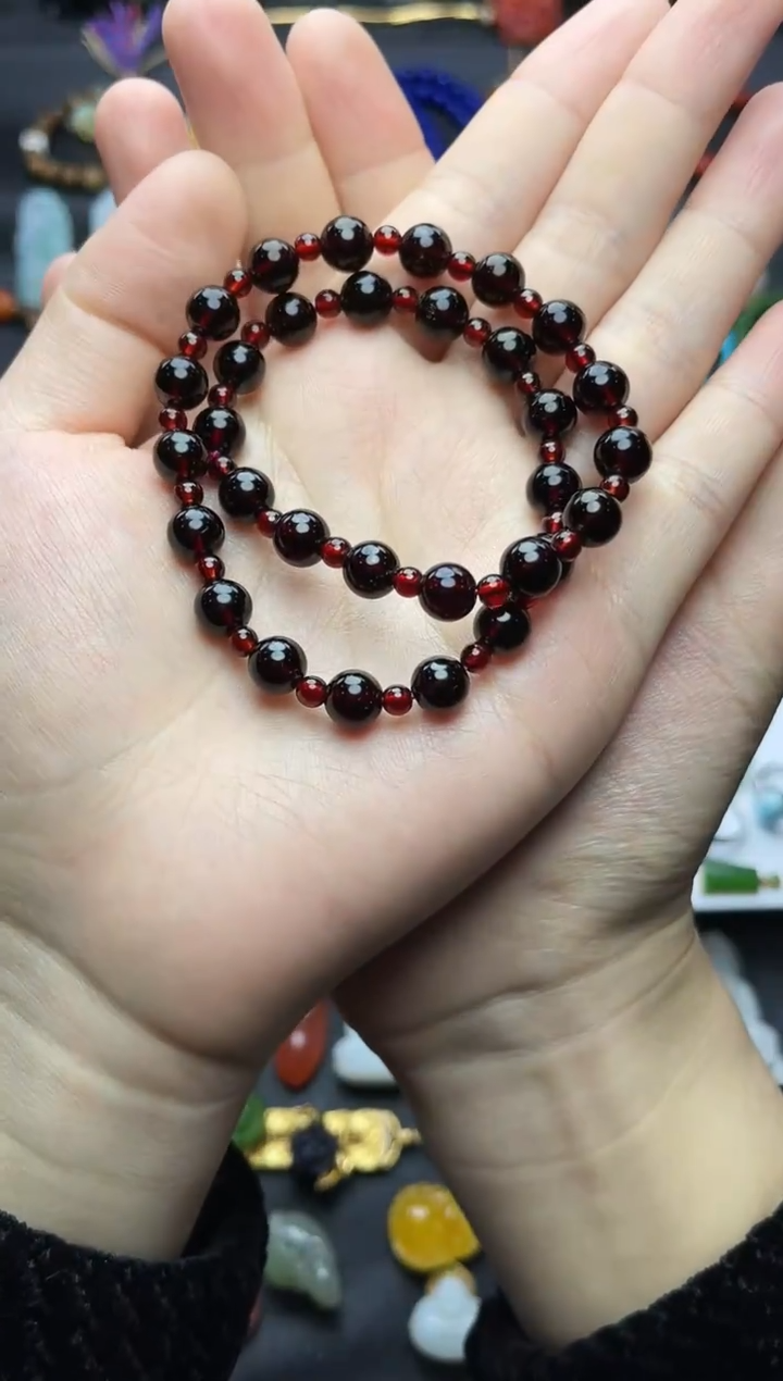 未镶嵌手串石榴石双圈手串06