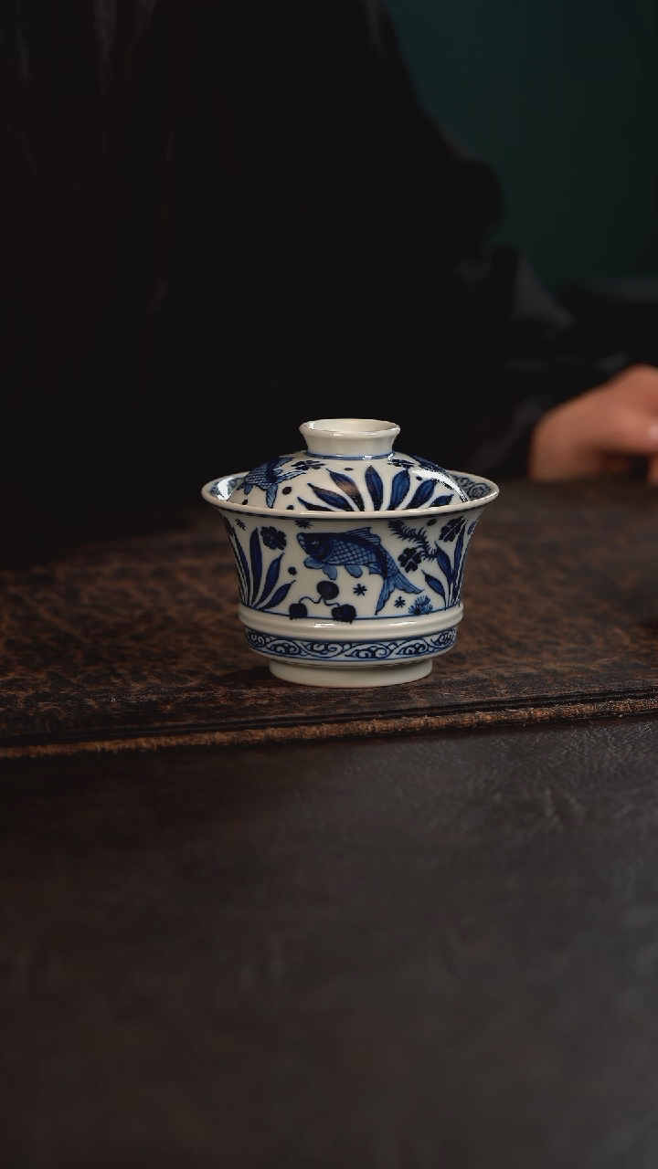 【闪购商品】杯赏君鱼藻马蹄二才盖碗
