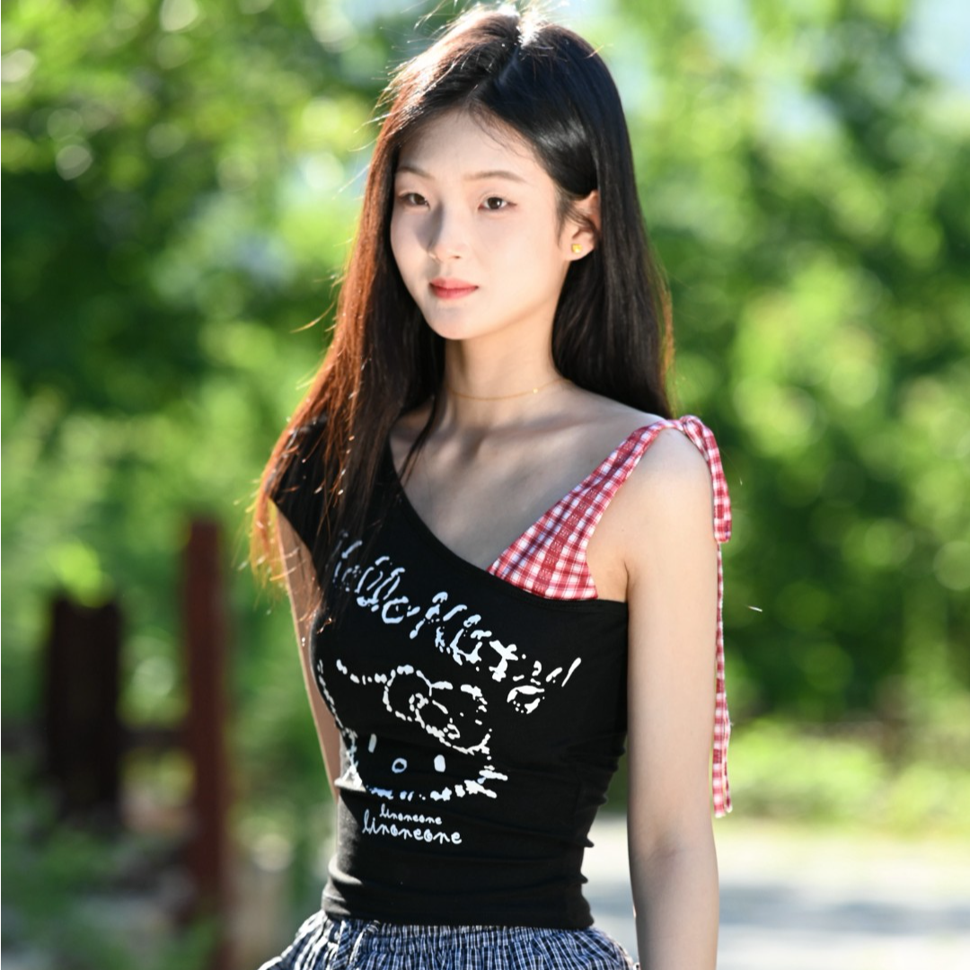 几何Hello Kitty纯欲风吊带背心两件套