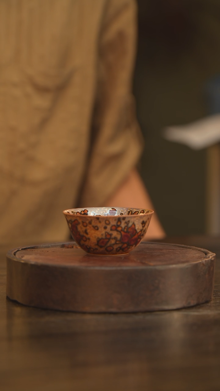 杯68柴房陶瓷柴烧斑鹿鸡缸杯
