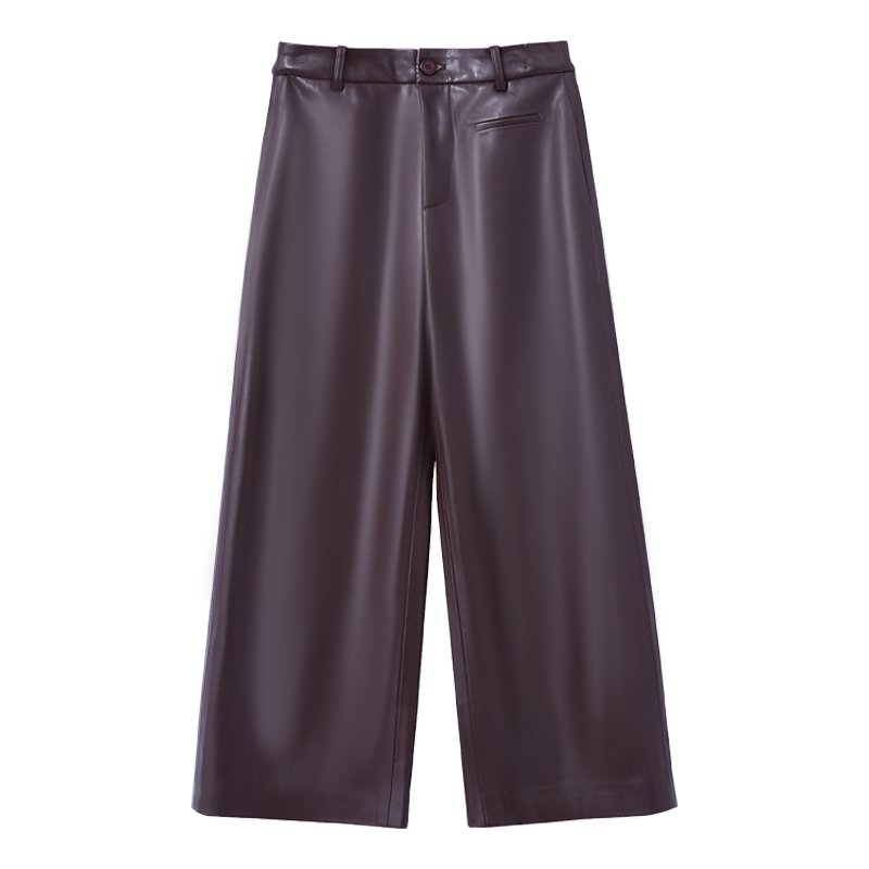 2025新阔腿皮裤女秋冬宽松垂感显瘦百搭直筒休闲裤皮裤九分裤