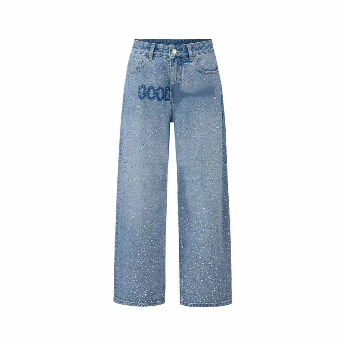 GOOD 满钻字母水印轻奢时尚高级感牛仔裤 男女同款