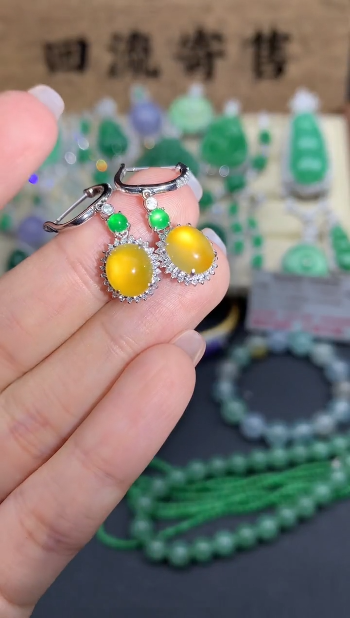 【闪购商品】翡翠耳饰18K金镶嵌603-中国好珍宝