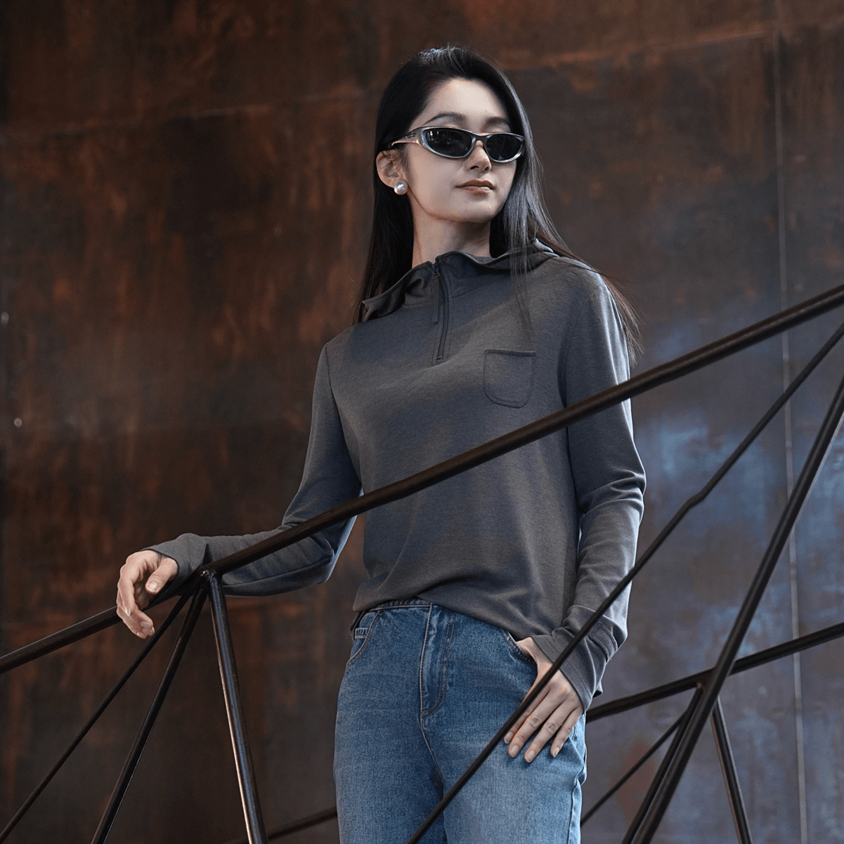 AMASS/阿玛施【瘦瘦衫】新款丘比特休闲纯色连帽长袖卫衣女5300662