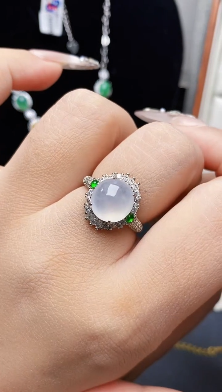 银S925镶嵌戒指翡翠如**紫0416