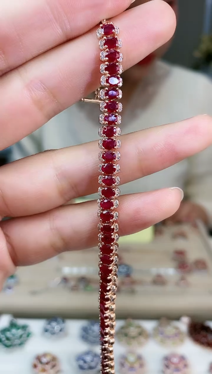 【闪购商品】红宝石手链银S925镶嵌手链