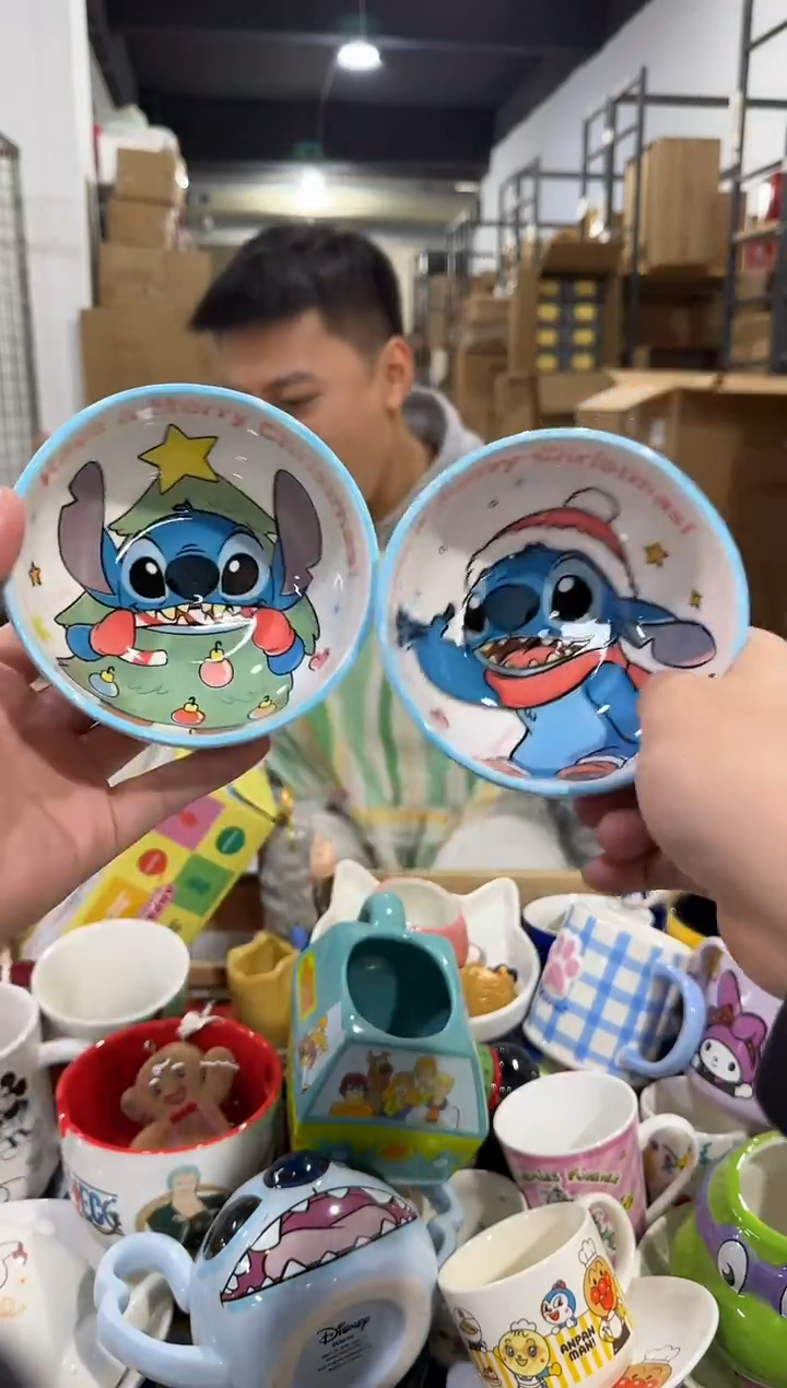 瓷片圣诞史迪仔碗2件套