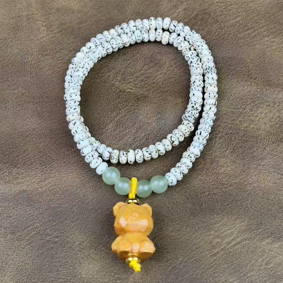 星月菩提算盘珠手串加挂熊（无礼盒）K59