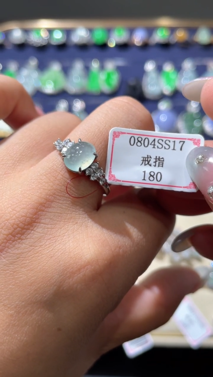 翡翠戒指银S925镶嵌0804SS17