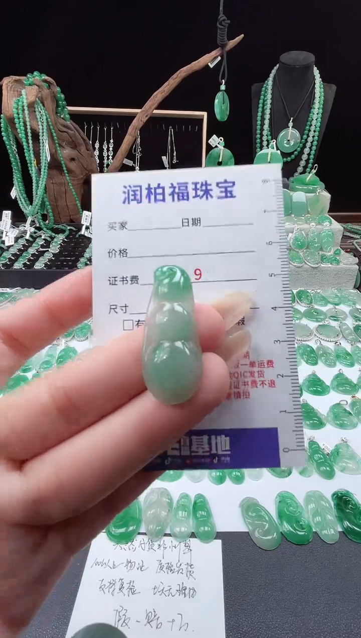 吊坠(不含链)未镶嵌石英质玉（非洲翠）29.4豆子