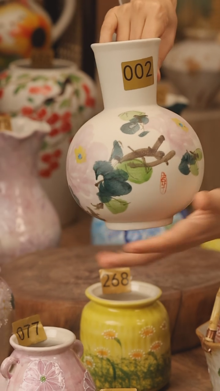 陶瓷景德镇设计师手作花器摆件侘寂风@M002@