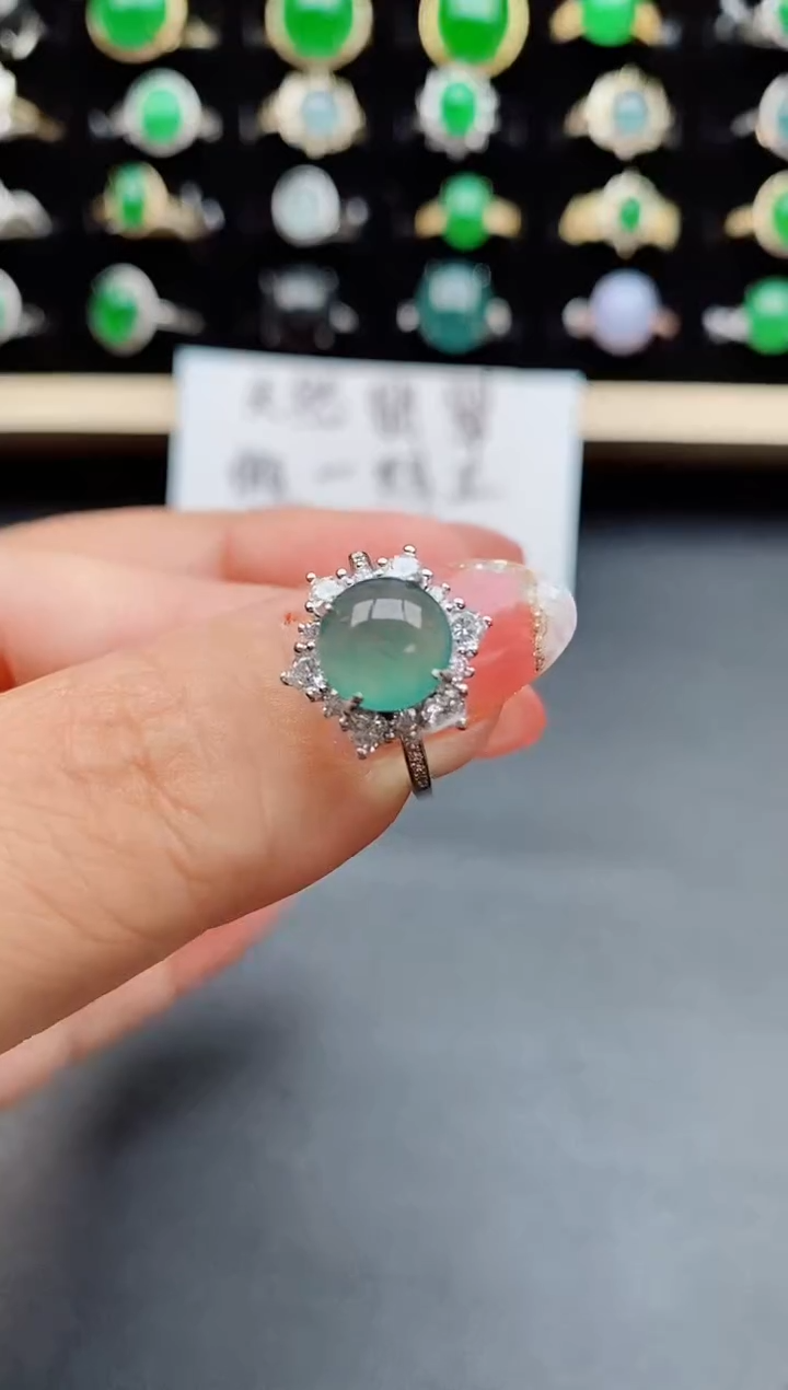 【闪购商品】翡翠戒指银S925镶嵌08550