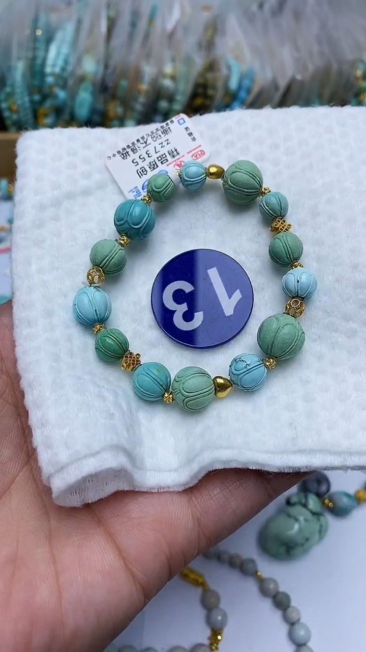 【闪购商品】绿松石手链18K金镶嵌13