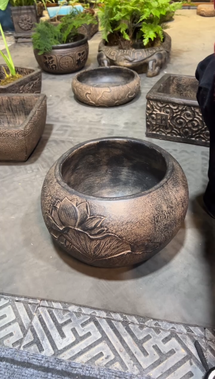 陶土【火山泥】荷缘缸