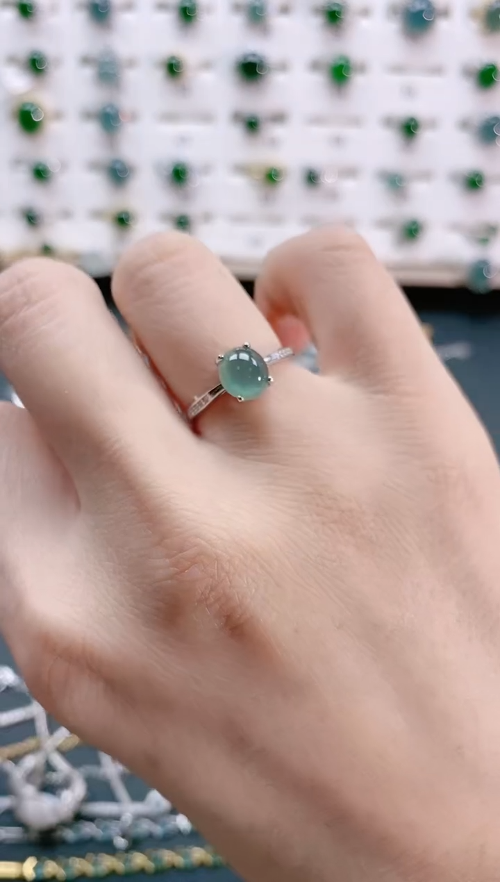 【闪购商品】翡翠戒指银S925镶嵌天然翡翠