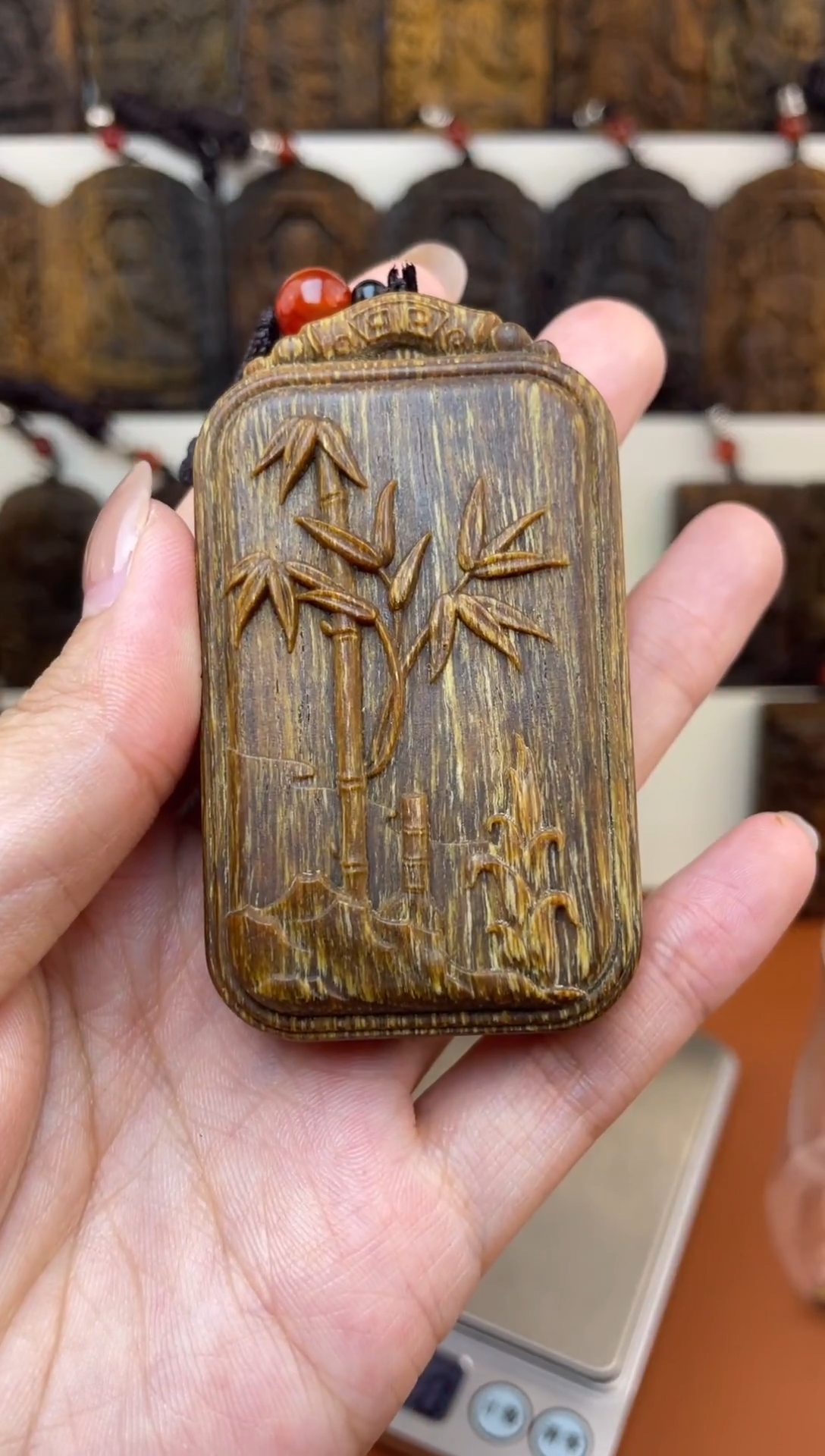 木木雕款芽庄平安竹7cm送养香瓶 