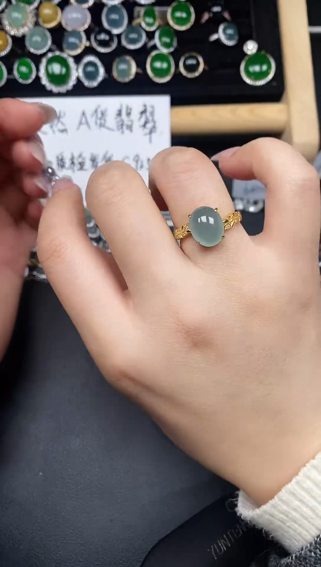 银S925镶嵌戒指翡翠25835