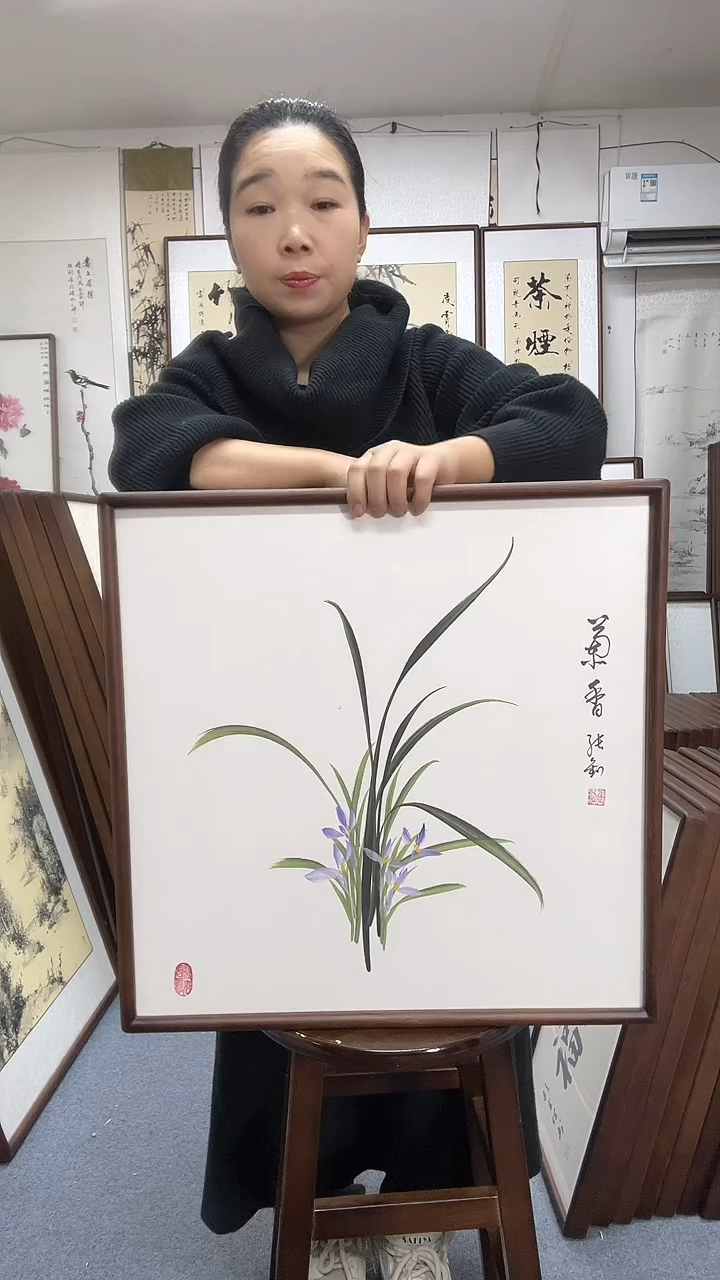 国画尺寸52*52实木画框京东包邮手绘