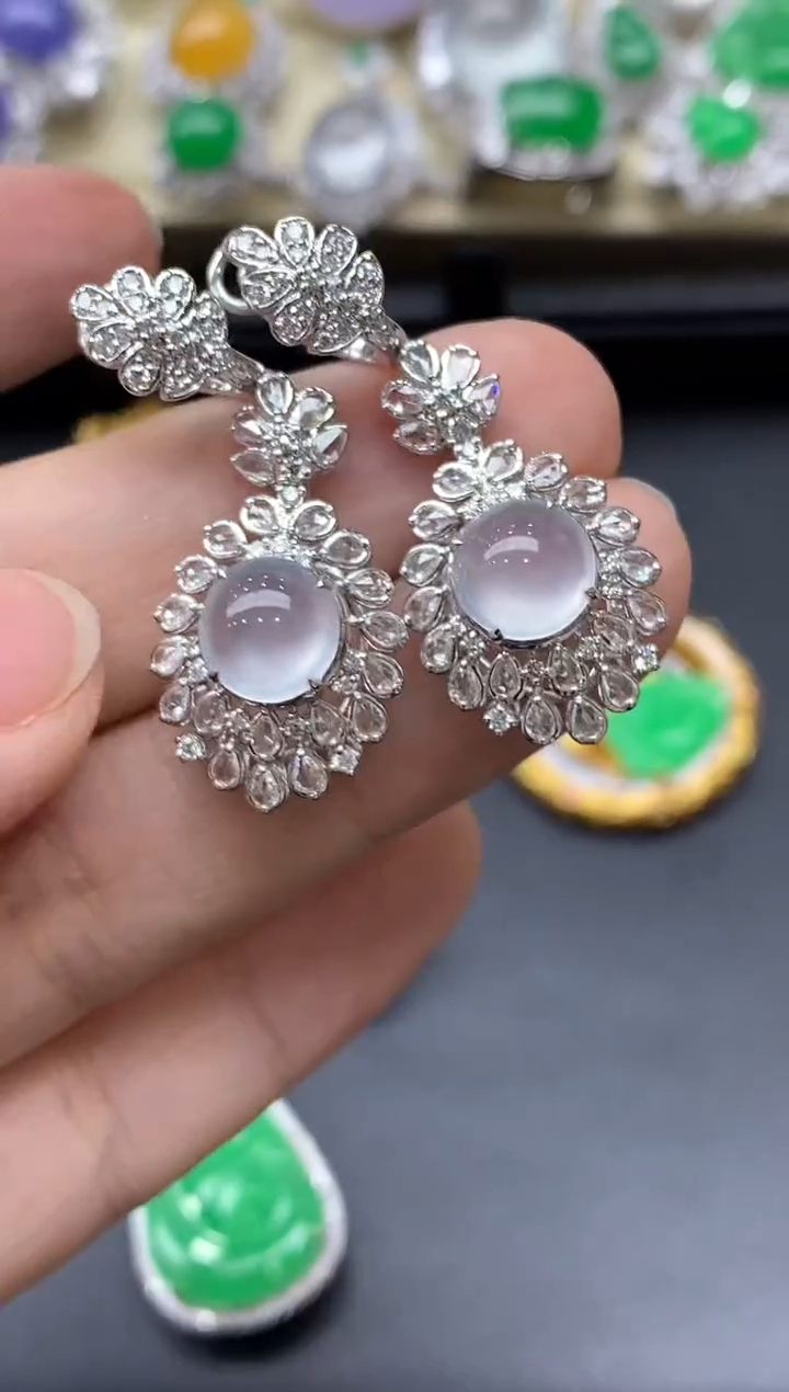 18K金镶嵌翡翠耳饰584-中国好珍宝