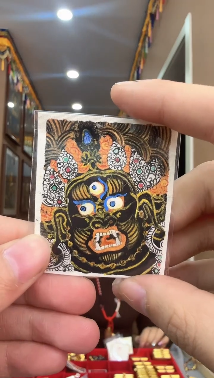 吊坠黑老师-热贡纯手绘唐卡