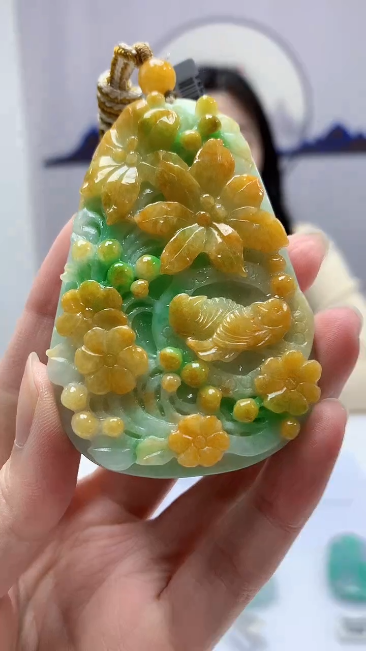 【闪购商品】定制翡翠未镶嵌0405zm-毛货挂件花鸟169