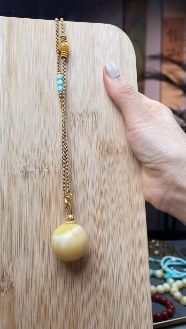 【闪购商品】蜜蜡颈饰未镶嵌圆珠项链26m