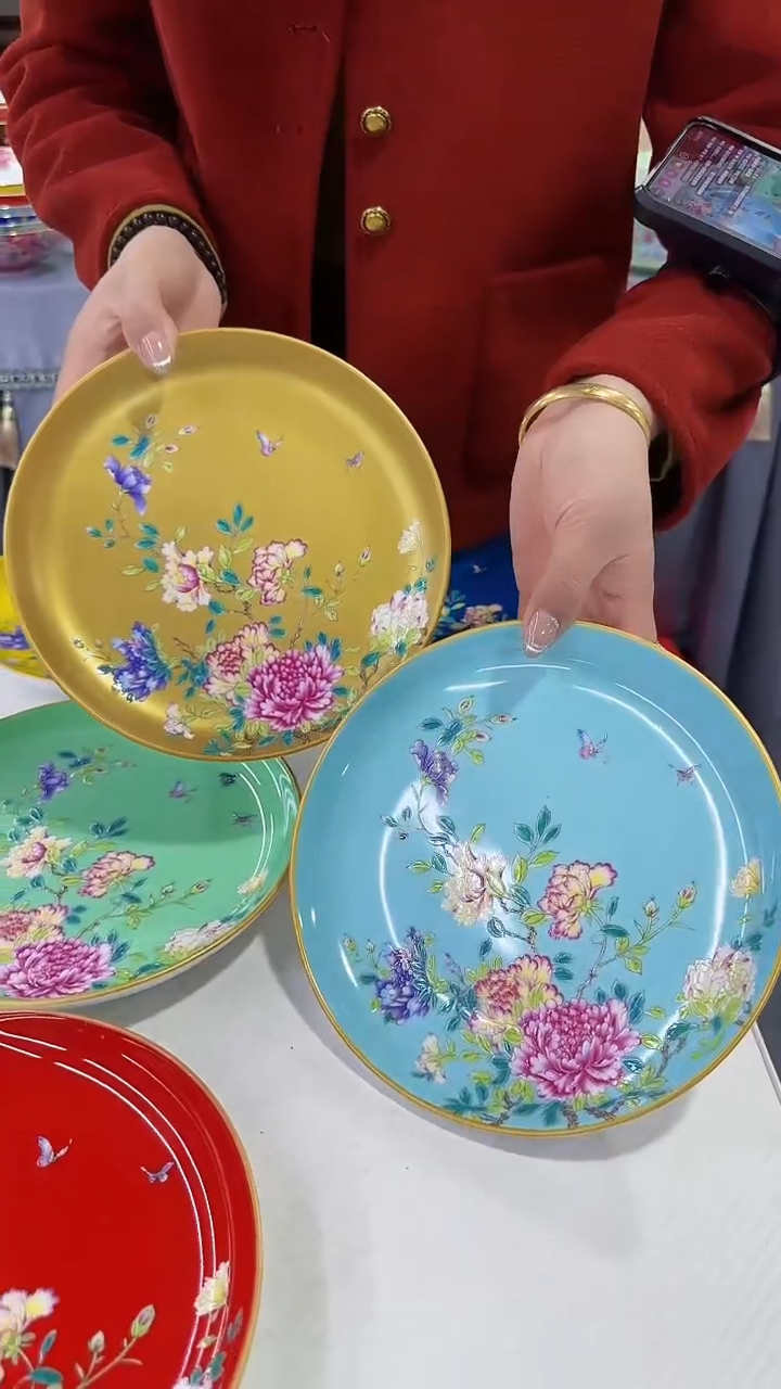 【闪购商品】瓷片8英寸景德镇满花深盘2个