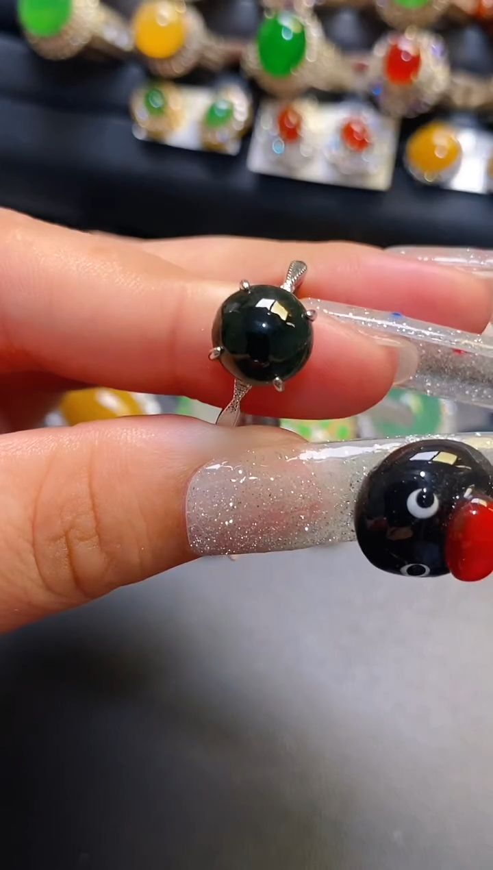 银S925镶嵌翡翠耳饰天然