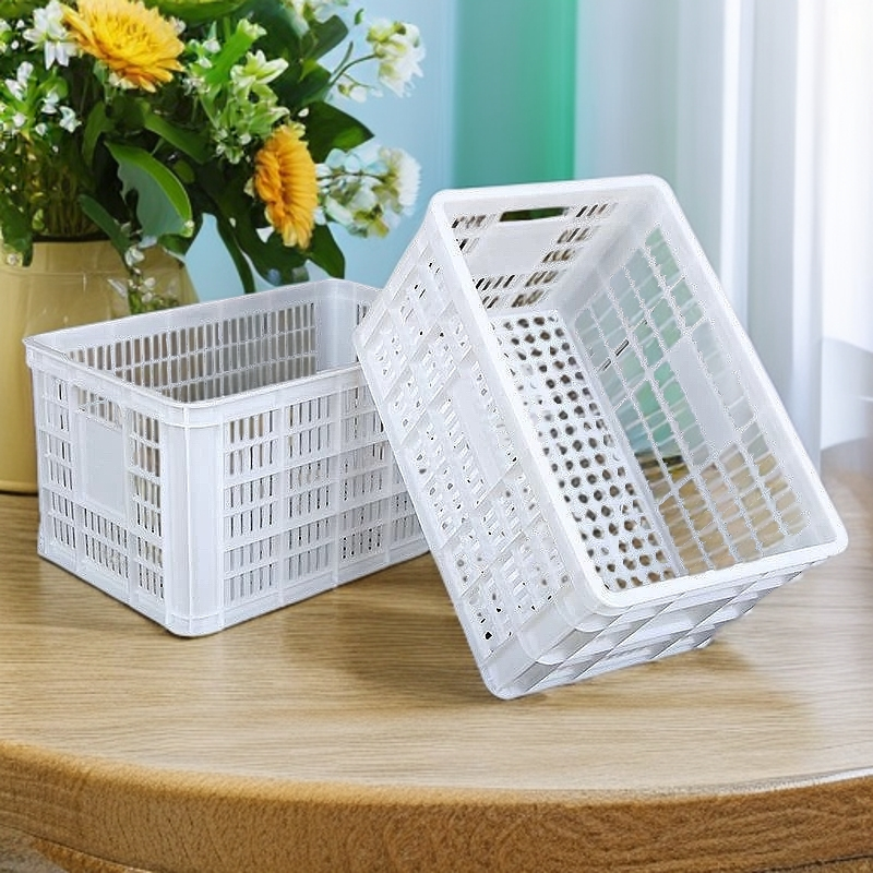 塑料筐，鹅用快递周转筐，筐子，白色筐子镂空长方形置物塑料篮
