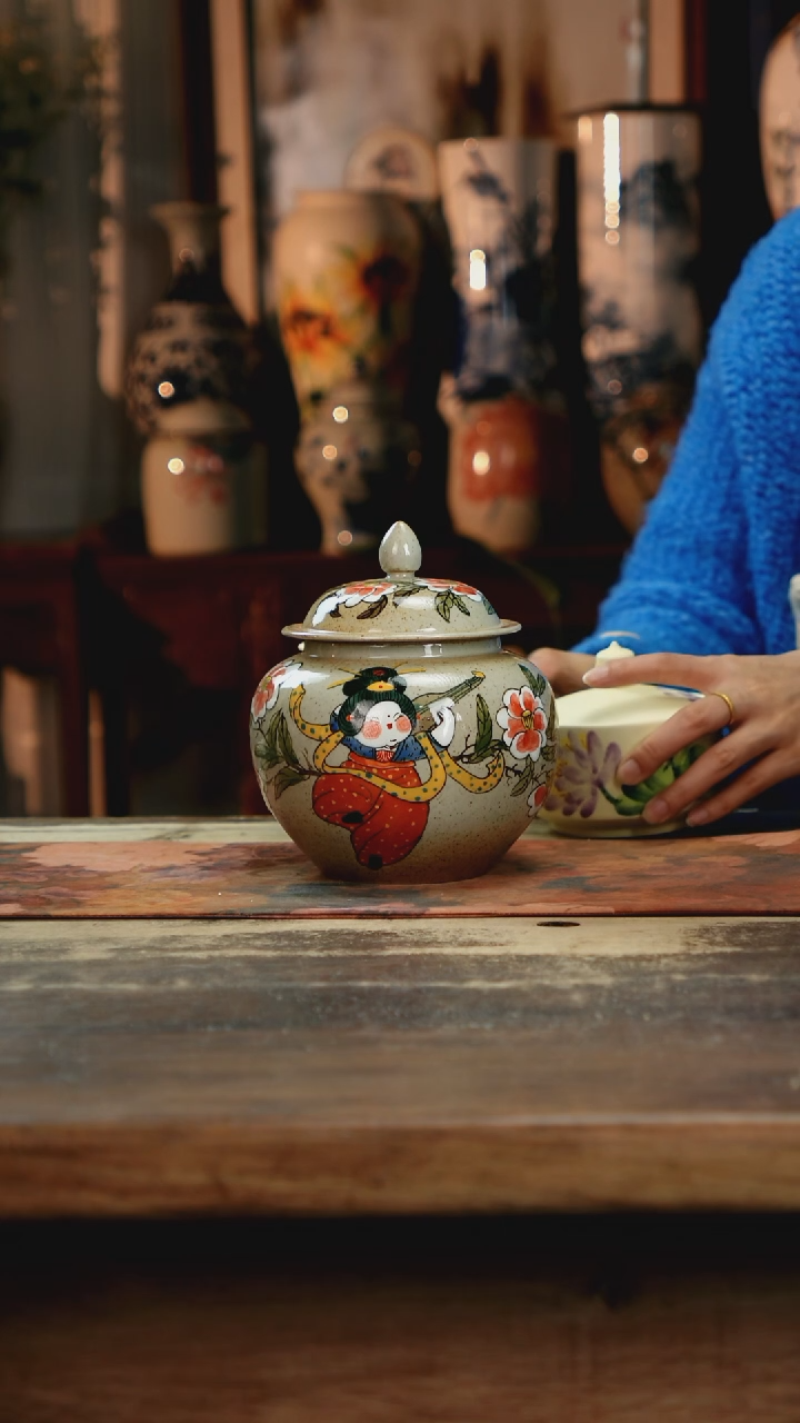 【闪购商品】瓷片景德镇纯手工釉下彩精品花瓶