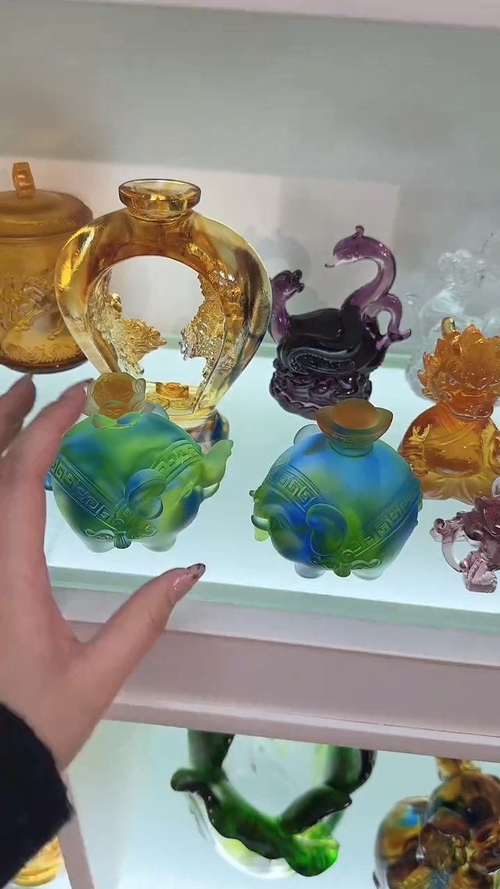 手工艺品琉璃大像1对