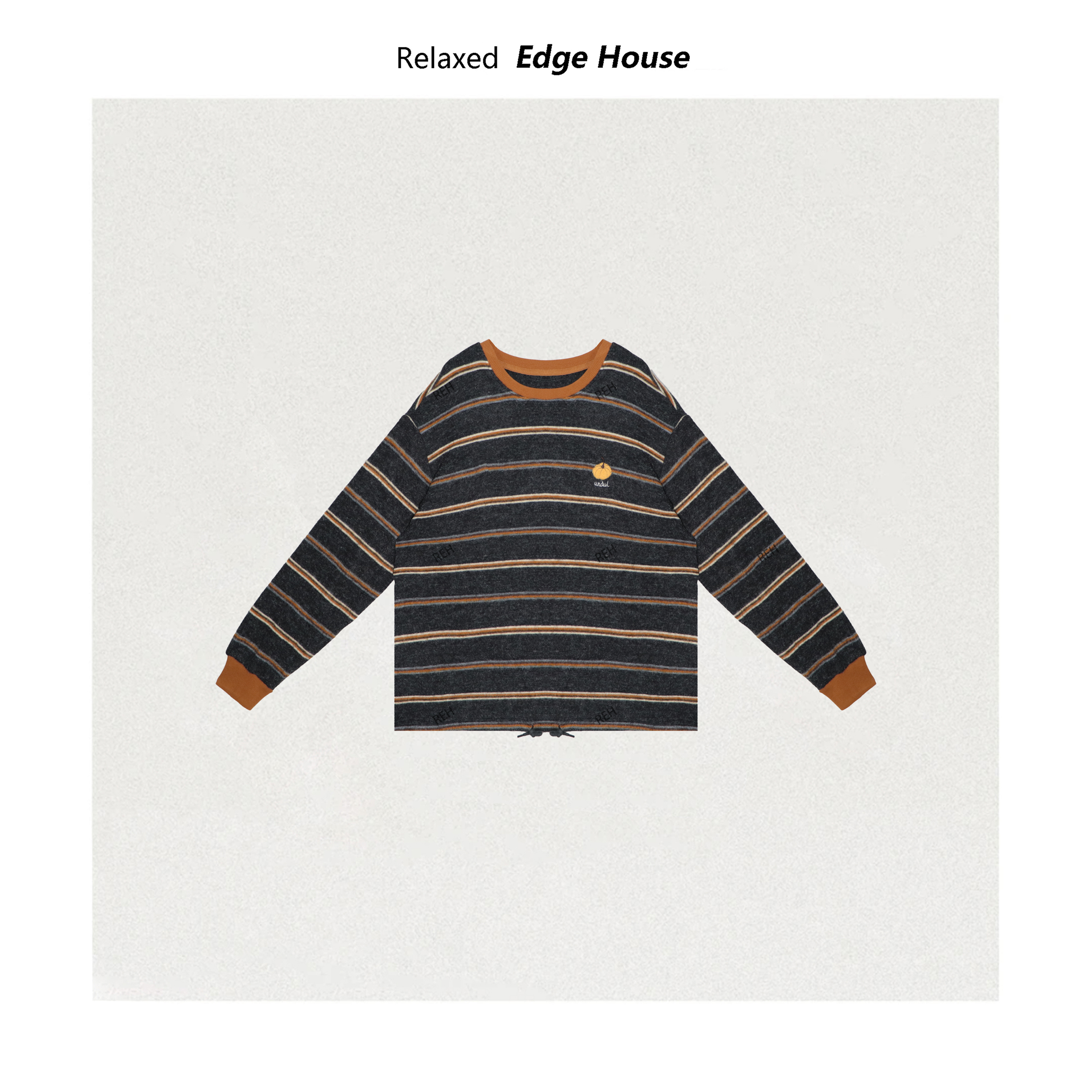 【嘻嘻家】兔绒南瓜 条纹圆领套头卫衣女士绒衫 