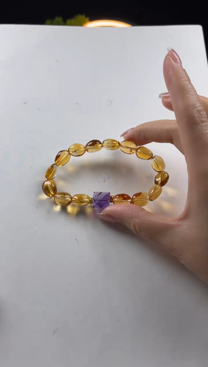 【闪购商品】水晶手链未镶嵌天然黄水晶随形搭八角珠手串