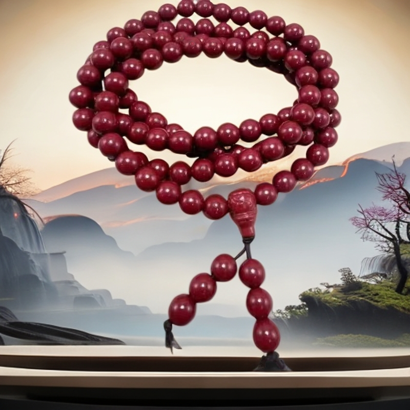 天然辰砂天然辰砂素圈带葫芦紫金砂108多圈657【无礼盒】