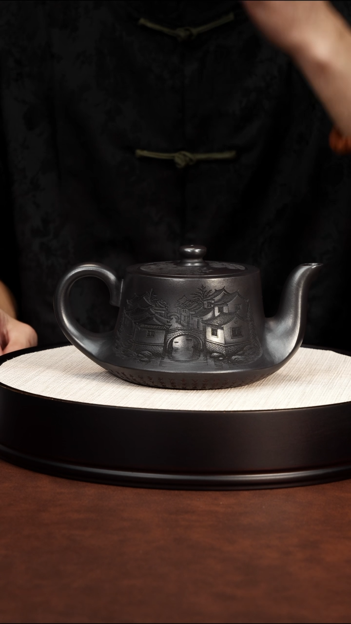 茶杯紫砂曲壶 石黄 李恒杨 560cc