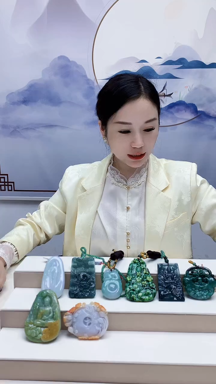 未镶嵌定制翡翠素**往4852lr-毛货挂件96