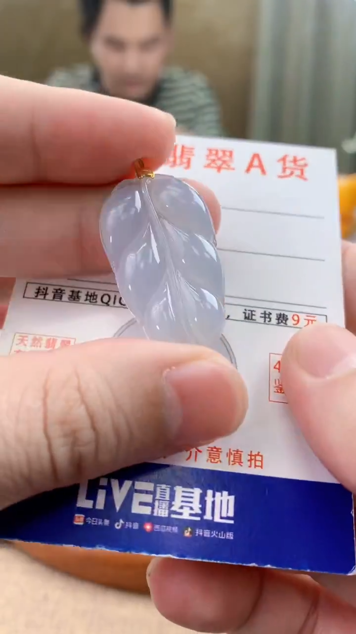 颈饰18K金镶嵌翡翠天然A货翡翠挂件