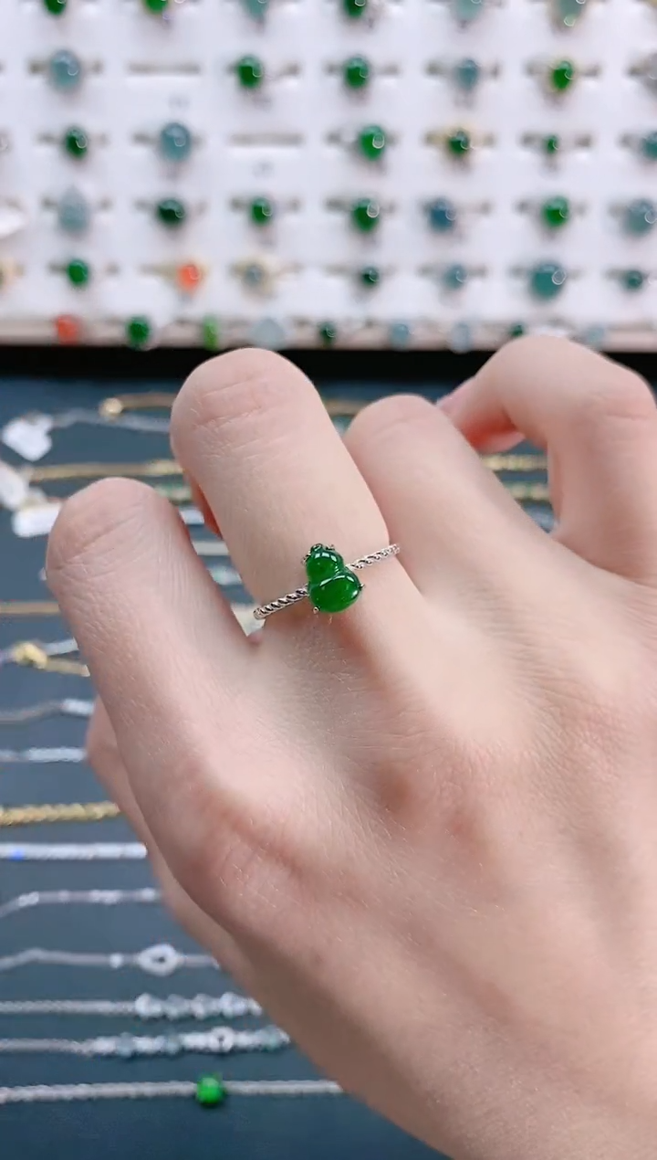 【闪购商品】翡翠戒指银S925镶嵌天然翡翠