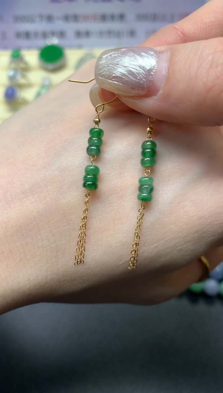 【闪购商品】翡翠耳饰18K金镶嵌多样性发其一|400+40