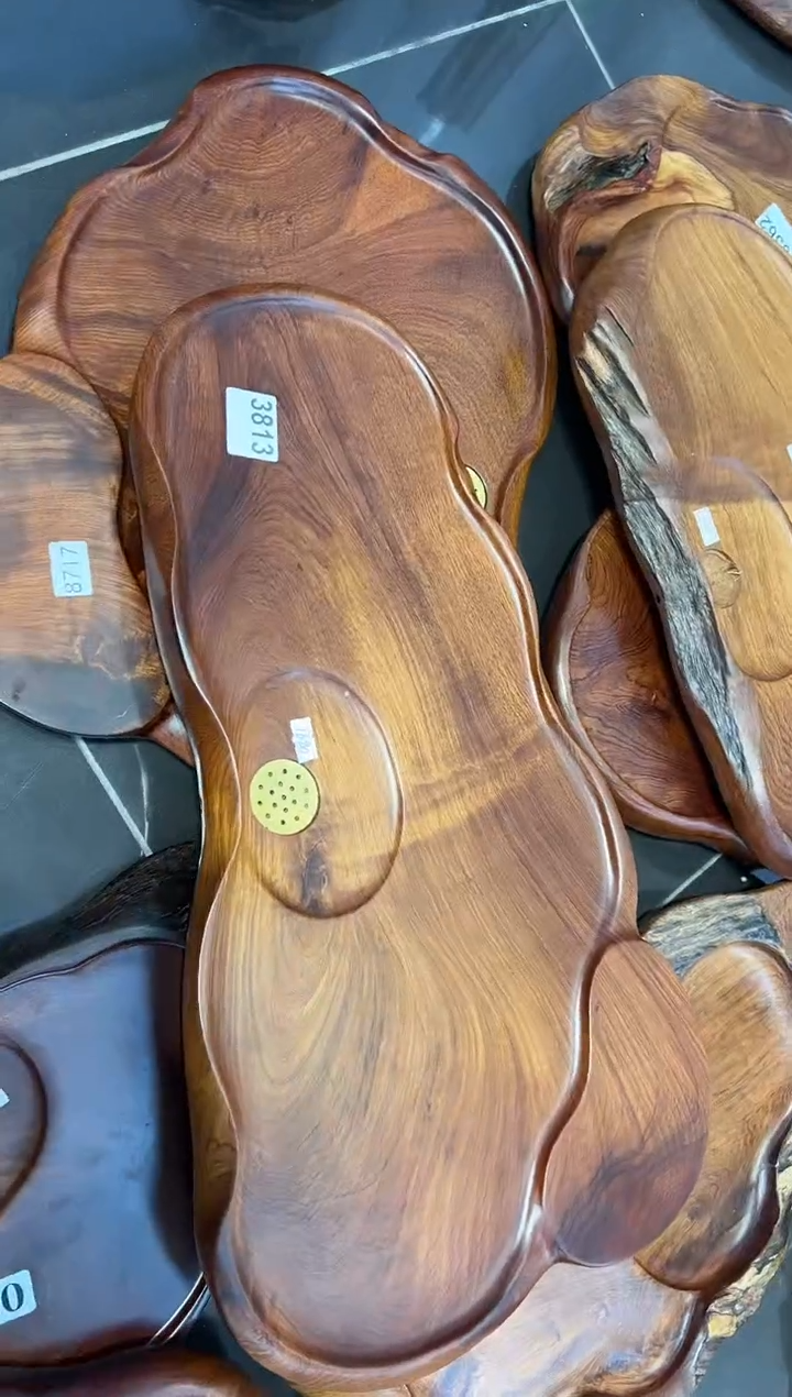 【闪购商品】大果紫檀（缅甸花梨）茶盘3813
